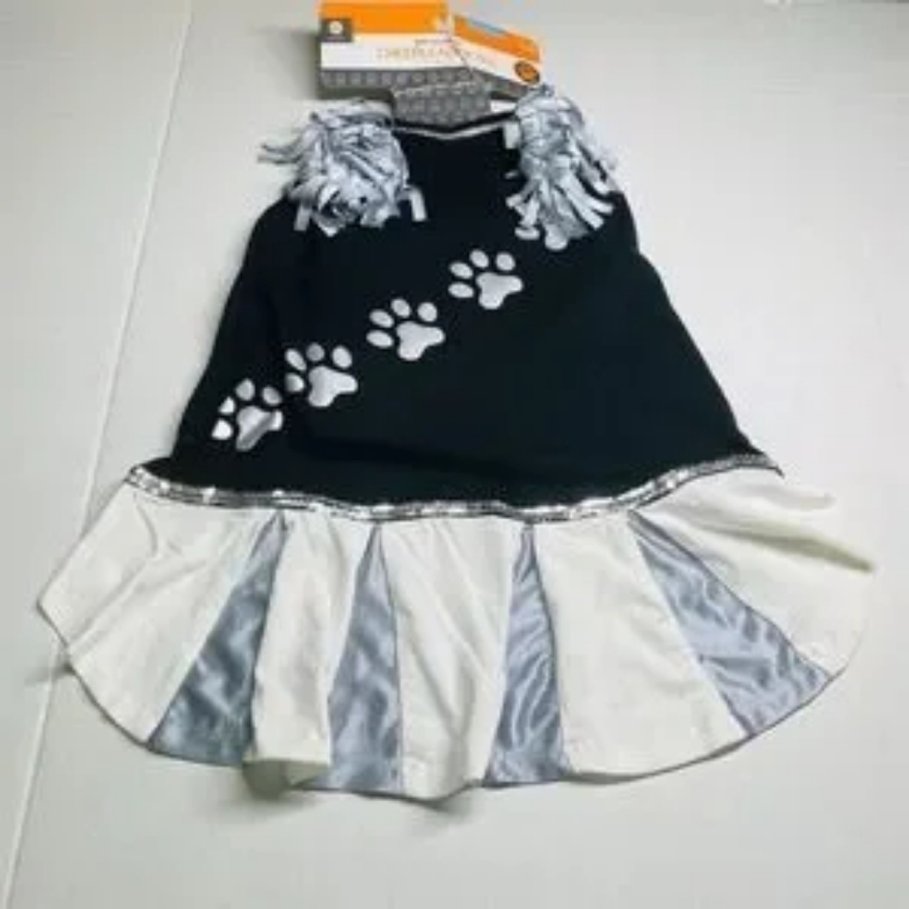 3/$20 Dog Cheerleader Costume Black and White with Paw Prints